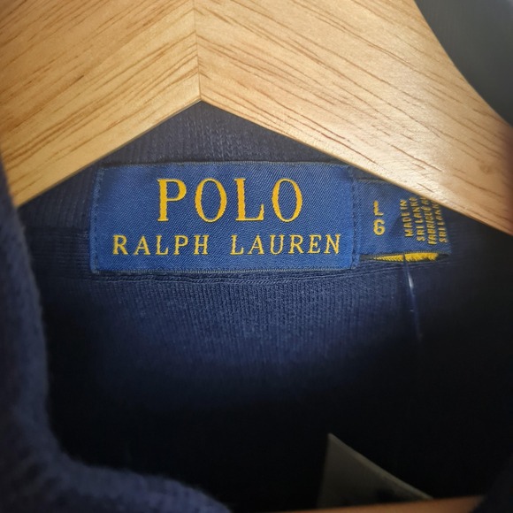Polo Ralph Lauren Sweater Mens Large Navy Cotton 1/4 Zip Mock Neck Pullover FLAW - Picture 15 of 16